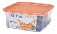 Pote Quadrado Transparente 3,0 Litros - Conjunto c/ 3 unid