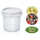 Pote Redondo com Lacre Bolo no Pote Conservas Descartável 500 ml com 100 unid WS Plasticos