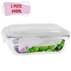 Pote Tampa Hermetico 4 Travas Retangular Vidro Marmita 640ml - Casa Linda