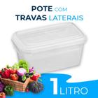 Pote Transparente De Mantimentos Com Tampa C/ 4 Travas 1L - Rainha