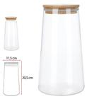 POTE VIDRO BOROSSILICATO 1350ml COM TAMPA DE BAMBU - Flor Arte