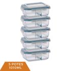 Pote Vidro Hermético para Divisória Tampa 1010ml 4 Unidades - QUALITY HOUSE / PRATICASA