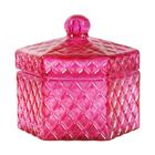 Pote Vidro Hexa Sides Pequeno Pink 11x11x13cm