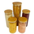 Potes de Vidro com Tampa de Bambu Porta Mantimentos Alimentos Organização Cozinha Conjunto 5 Potes