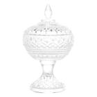 Potiche Baleiro Bomboniere de Vidro Cristal Doces c/ Pé Lys Tampa Decorativo