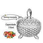 Potiche Bomboniere Baleiro Diamante Vidro Transparente 770ml, Armazenamento de Bombons doces