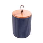 Potiche de cerâmica bambu lines azul marinho 13,5 cm lyor