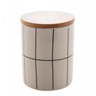 Potiche de Cerâmica com Tampa de Bambu Turim Branco 10cm x 10cm x 12,5cm