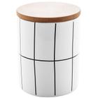 Potiche de cerâmica com tampa de bambu Turim branco Lyor 10x10x15