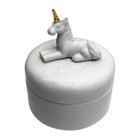 Potiche De Cerâmica Round Little Unicorn Branco Pequeno