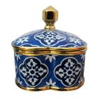 Potiche Decorativa em Porcelana Azul e Branco - 16x16cm - Potiche de Design Sofisticado - Charme para Decoração de sua Casa!