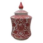 Potiche Decorativa Vermelho com Branco- 24,50x15cm - Potiche para Estilo e Sofisticação - Perfeita para Decoração Clássica!