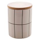 Potiche Decorativo Cerâmica 10x10x15Cm Com Tampa de Bambu Turim Branco 8666 Lyor