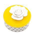 Potiche Decorativo Cerâmica Branca/Amarela 10X6cm - Royal