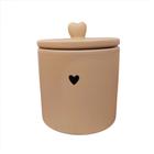 Potiche Decorativo De Ceramica Heart Bege 10x10x12cm