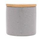 Potiche porcelana decor com tampa de madeira grey granilite cinza 10 x 10 x 10 cm