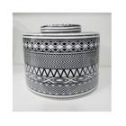 Potiche Tribal Preto e Branco de Porcelana com Tampa - Referência CL0227 - vaso decorativo com tampa - estampa tribal