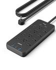 Power Strip Anker 351 com 12 tomadas, 3 portas USB, proteção contra sobretensão