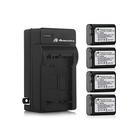 Powerextra Bateria NP-FW50 e Carregador (4 Pacotes) p/ Sony Alpha a6500, a6300, a6000, a7 II, a7R II, a7S II, a5000, a5100