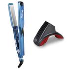 Prancha Chapinha Cabelo Pro Tittan Lion 220v Azul + Suporte Secador Modelador Cabelo Universal Lizz