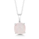 Prata esterlina 10mm quadrado pingente de quartzo rosa