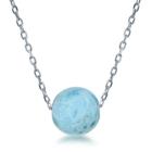 Prata esterlina 8mm Larimar Bead Colar