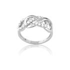 Prata Esterlina Brilhante e CZ Infinity Ring, Tamanho 6