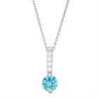 Prata Esterlina fina azul claro CZ Bar com caneta redonda CZ End - Classic