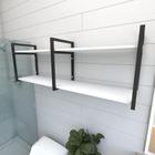 Prateleira industrial para banheiro aço cor preto prateleiras 30 cm cor branca modelo ind04bb