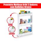 Prateleira Multiuso Arthi 3 Andares com Rodinhas Branco