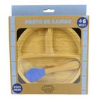 Pratinho Infantil de Bambu Turminha Alves Baby Azul com Ventosa