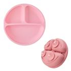 Pratinho Infantil De Silicone BPA Free Com Ventosas Não Escorrega Seguro Rosa Mimo Style