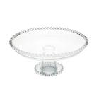 Prato 20 cm para bolo de cristal transparente com pé Pearl Wolff - 28270