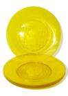 Prato Acrílico Resistente 22cm Amarelo Translúcido - 10 unid