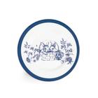 Prato de Sobremesa em Cerâmica Azul e Branco Páscoa 20 cm 1un