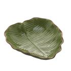 Prato decorativo 23,5 cm de cerâmica verde Banana Leaf Lyor - L4496