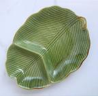 Prato Decorativo de Cerâmica Banana Leaf Verde 26,5x20x4cm - Lyor