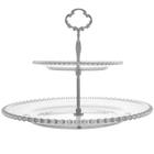 Prato Duplo De Cristal De Chumbo Para Docinhos 32cm Dois Andares Pearl