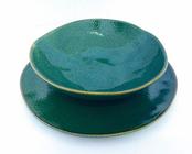 Prato Folha Verde Em Cerâmica Luxo Kit C/6pçs