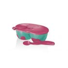 Prato Fundo com Divisória E Colher Funny Meal Rosa