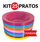 prato fundo grande colorido suporta peso dos alimentos kit jogo escola merenda aniversário refeição