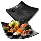 Prato Kanpai Premium Côncavo Quadrado Preto de Melamina 15cm Comida Japonesa - Bestfer