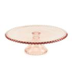 Prato para Bolo de Cristal de Chumbo Pearl Rosa