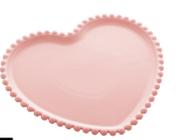 Prato porcelana coração beads rosa Bon Gourmet 25 cm