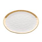 Prato Raso Wolff de Jantar Almoço 25cm Porcelana Dubai Branco com Dourado Gold Luxo Requintado