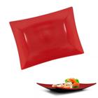 Prato Retangular 22cm para Comida Japonesa em Melamina/Plastico Vermelho Fuxing