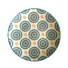 Prato Sobremesa Cerâmica Mandalas Azul Laranja 19cm - 1 unid - UNIK HOME