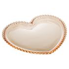 Prato Wolff Heart Pearl de Cristal Âmbar 25cm x 22cm x 2cm