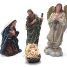 Presépio de Natal Sagrada Família com Anjo Resina 4 Peças
