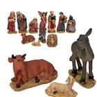 Presépio Natal Completo 11 Peças Animal Tradicional Menino Jesus Escultura Nascimento